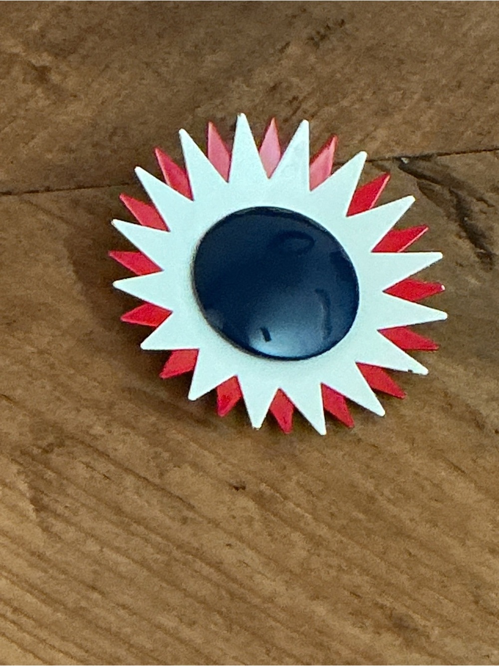 Starburst vintage enamel Layered Brooch - Navy, White & Red